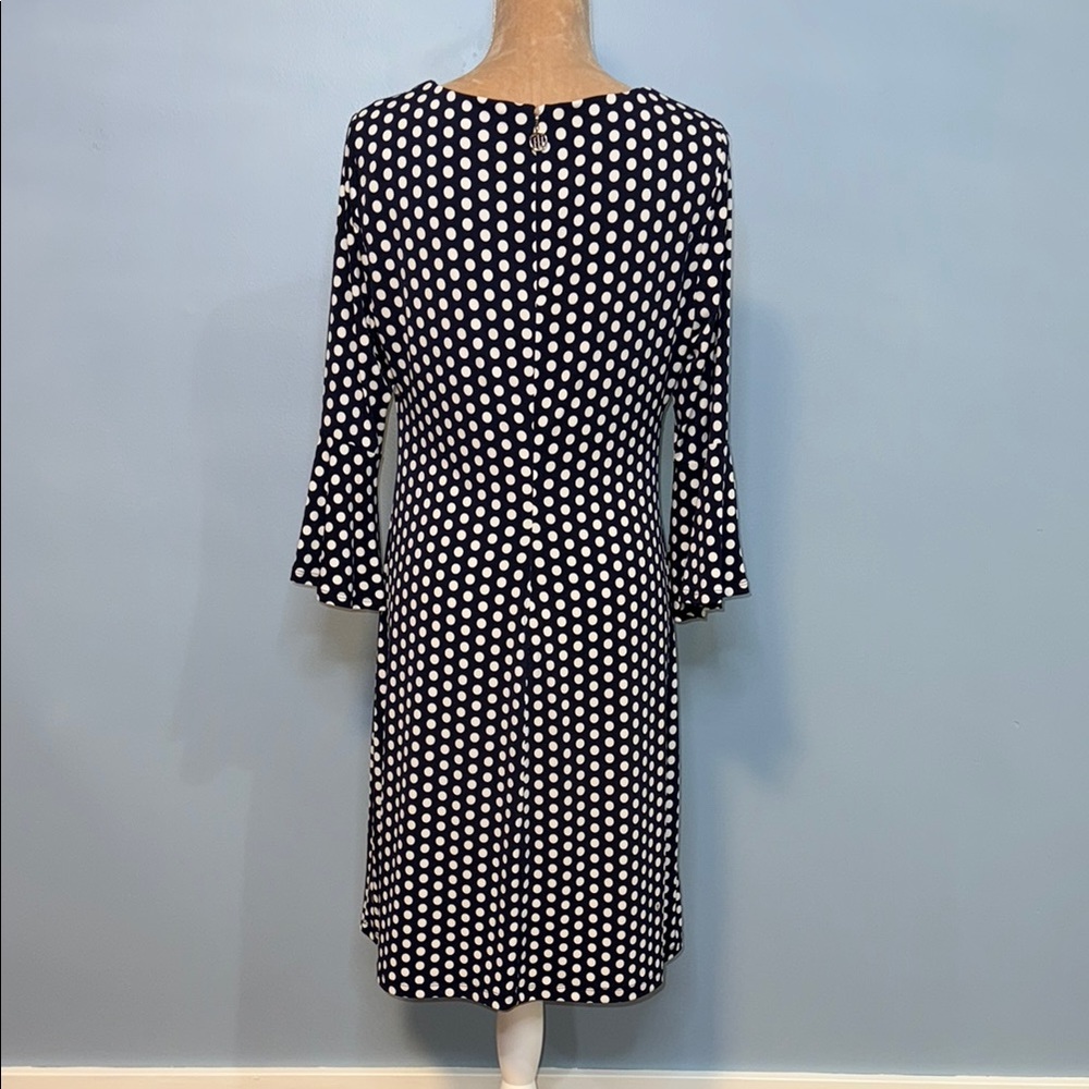 Tommy Hilfiger Navy and White Long Sleeve Polka Dot Women’s Dress Size 8 - Picture 7 of 12